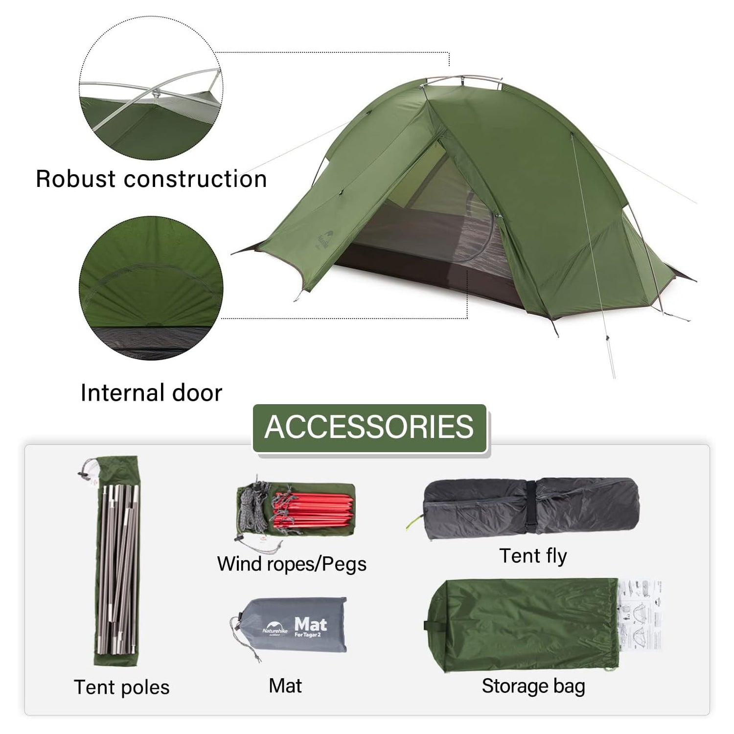 Tagar 1-Person Ultralight Backpacking Tent | Naturehike