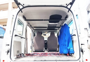 エブリイなど軽バン 左右サイドバー&高低ワンタッチバー3本セット 車内