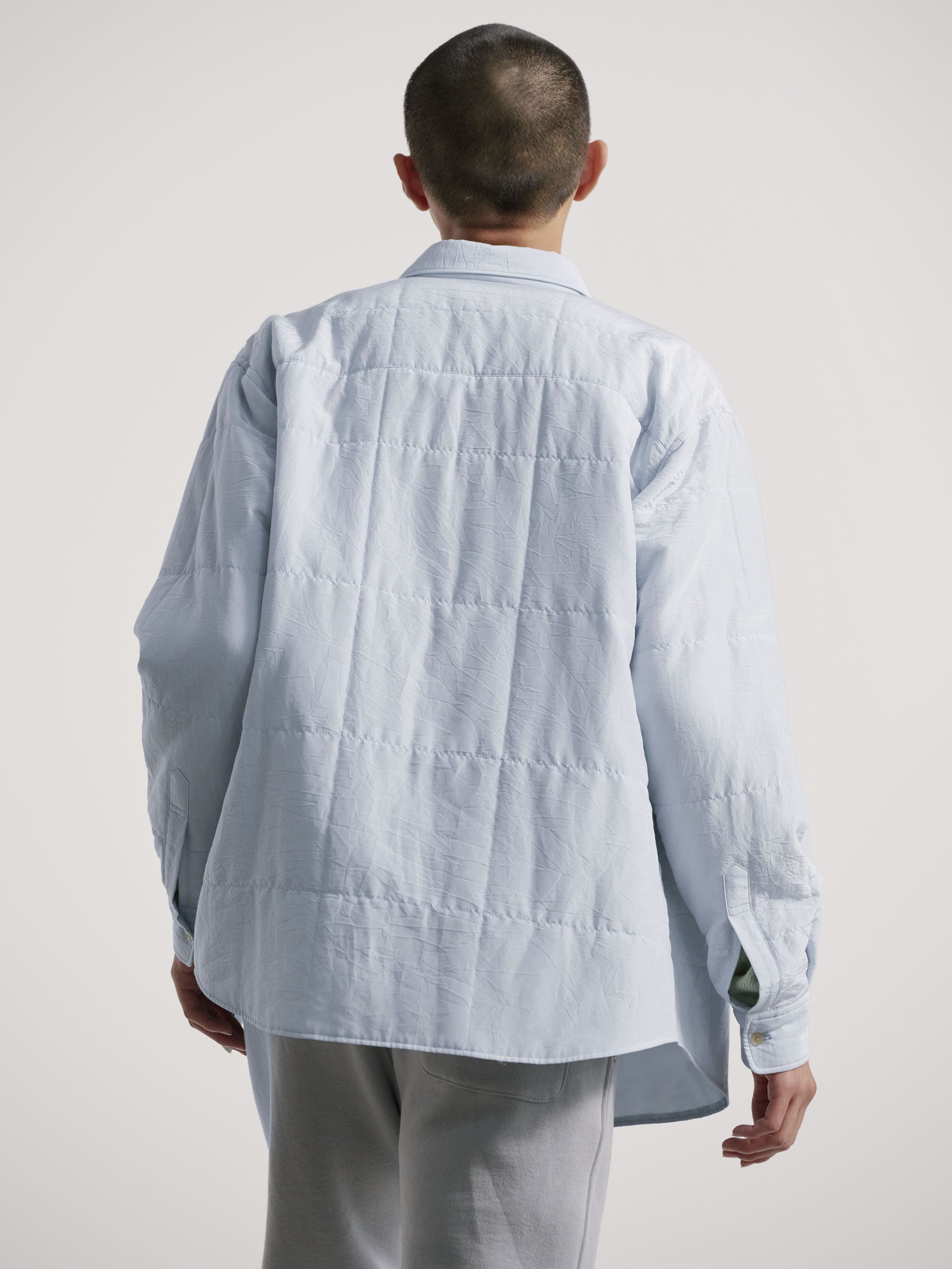 Namu Shop - Auralee Quilted Light Silk Cotton Shirt - Light Blue