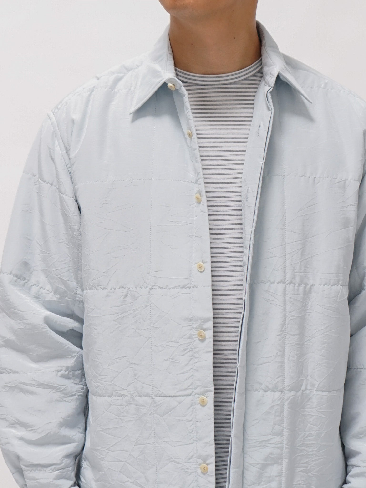 Namu Shop - Auralee Quilted Light Silk Cotton Shirt - Light Blue