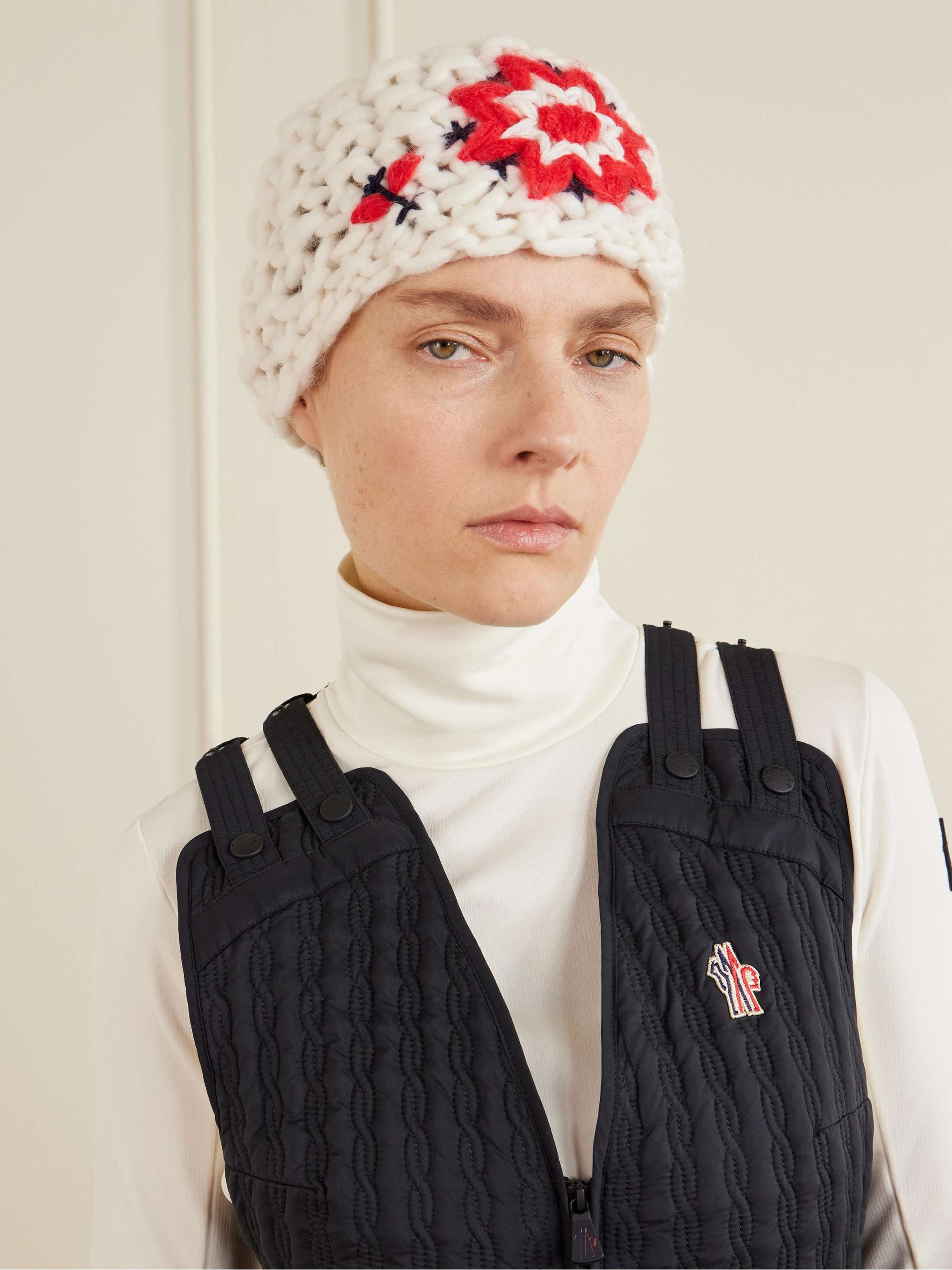 MONCLER GRENOBLE Embroidered wool-blend headband | NET-A-PORTER
