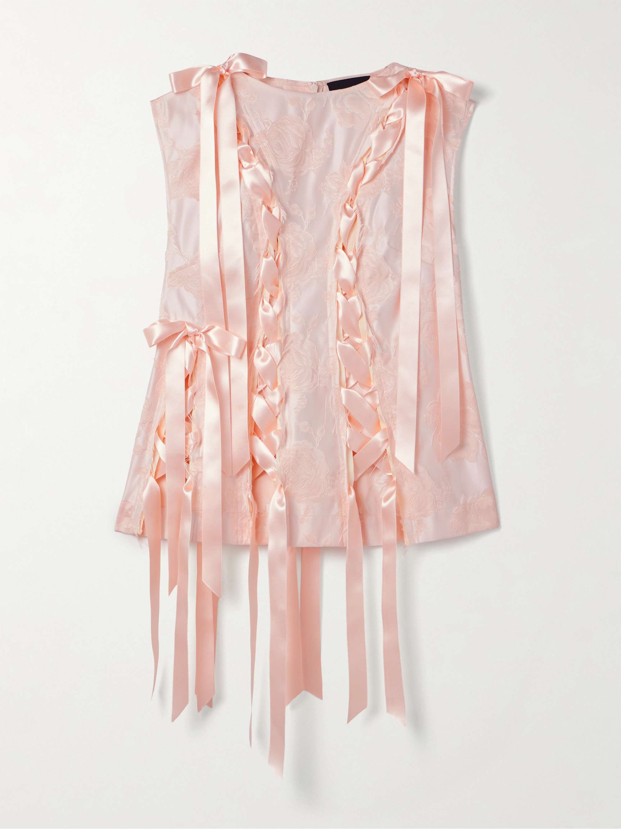 SIMONE ROCHA Unraveling Ribbon lace-up frayed brocade top | NET-A