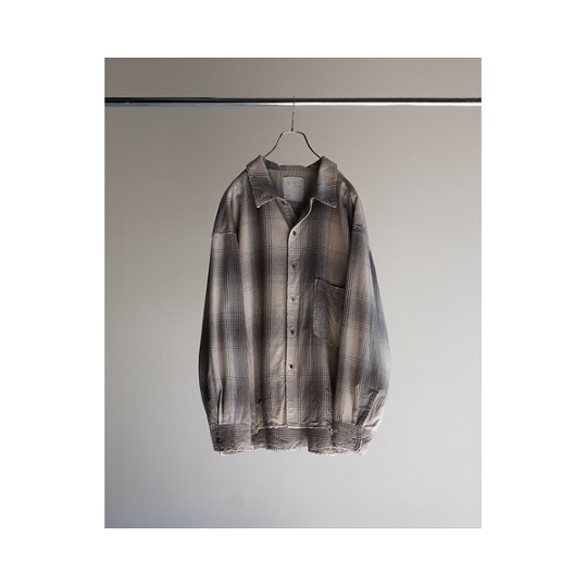 ANCELLM（アンセルム）DAMAGED FLANNEL CHECK SHIRT（ivory/black