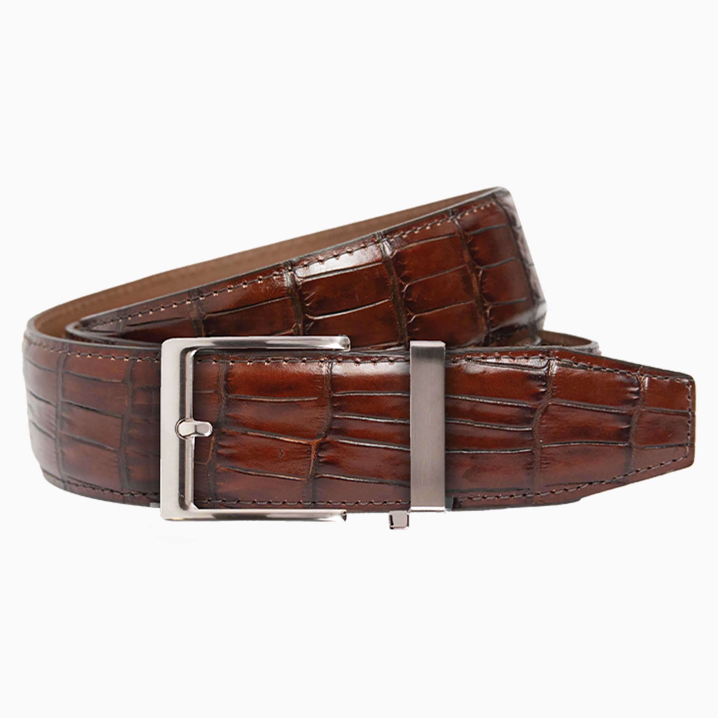 Crocodile Brown Luxury Ratchet Belt 1.575