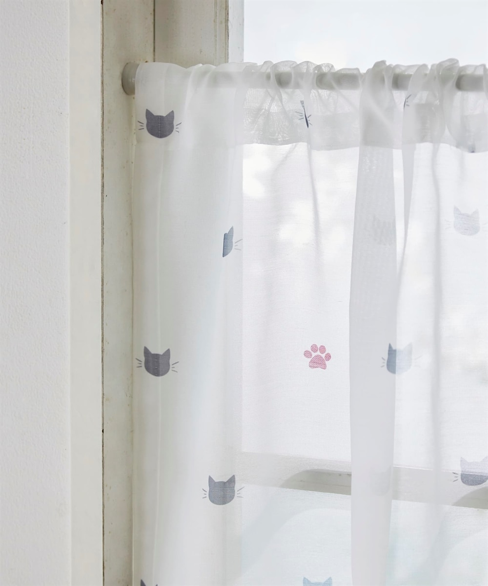 シンプルネコ柄小窓用カフェカーテン 通販【ニッセン】