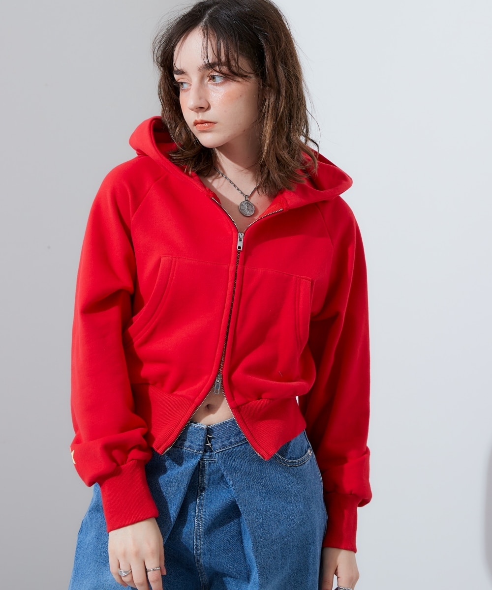 裏毛クロップドダブルジップパーカー 通販【ニッセン】