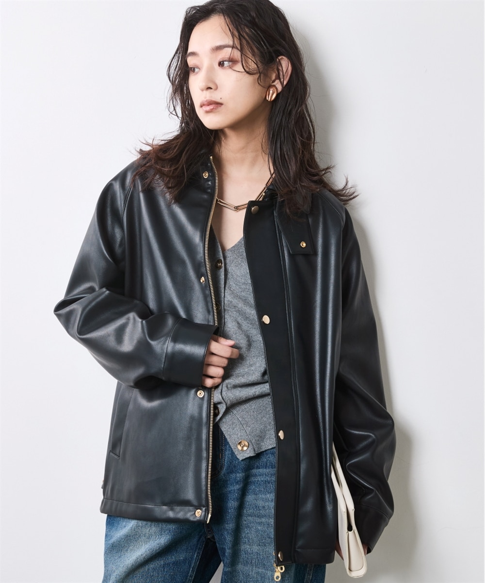 フェイクレザーブルゾン＜大きいサイズ有＞シックスタイル 通販