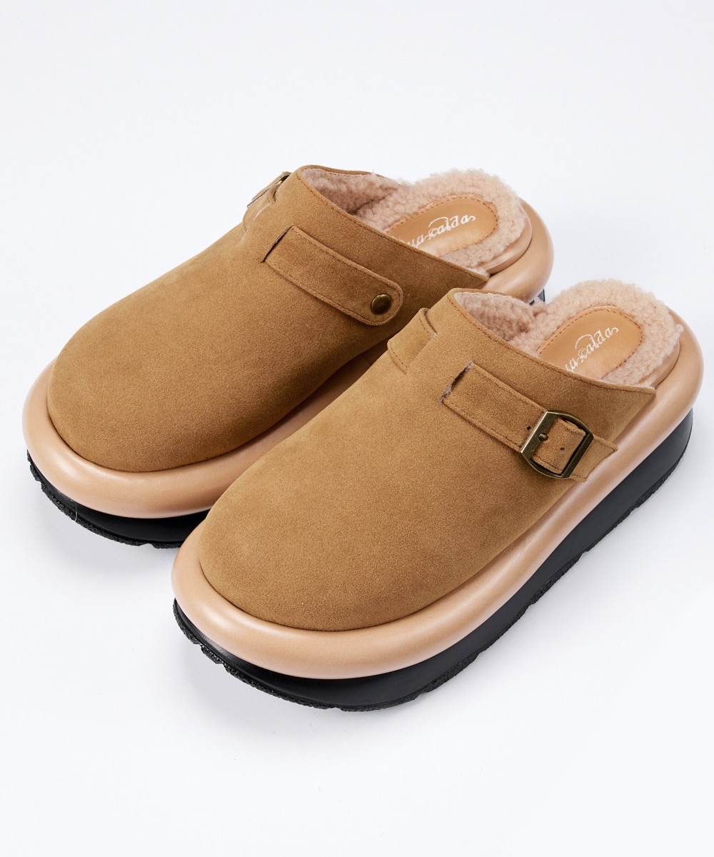 ゆったり幅広】厚底ボアサボスリッポン（低反発中敷）（ワイズ4E