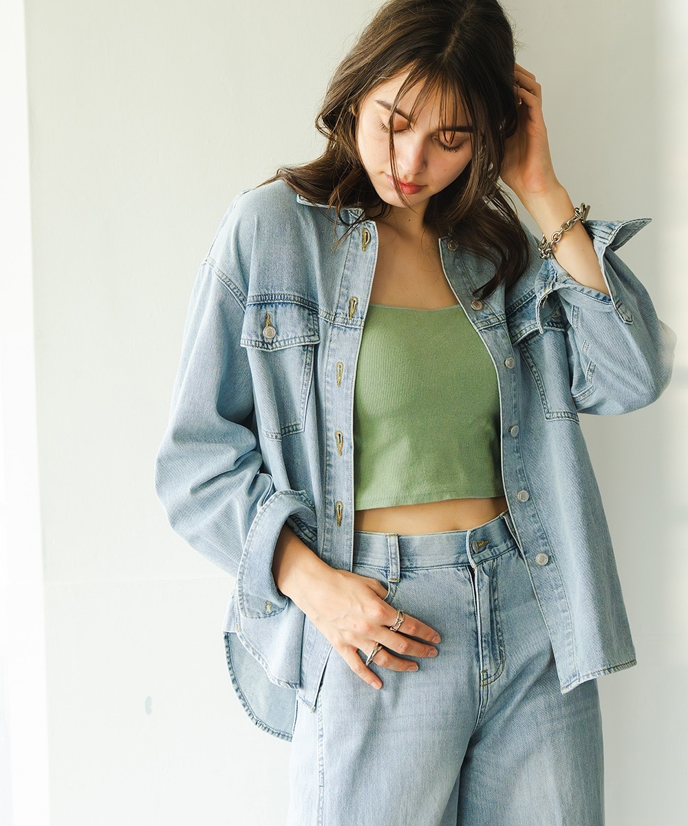 i Deni】6.7ozデニムシャツジャケット（はっ水）＜大きいサイズ有