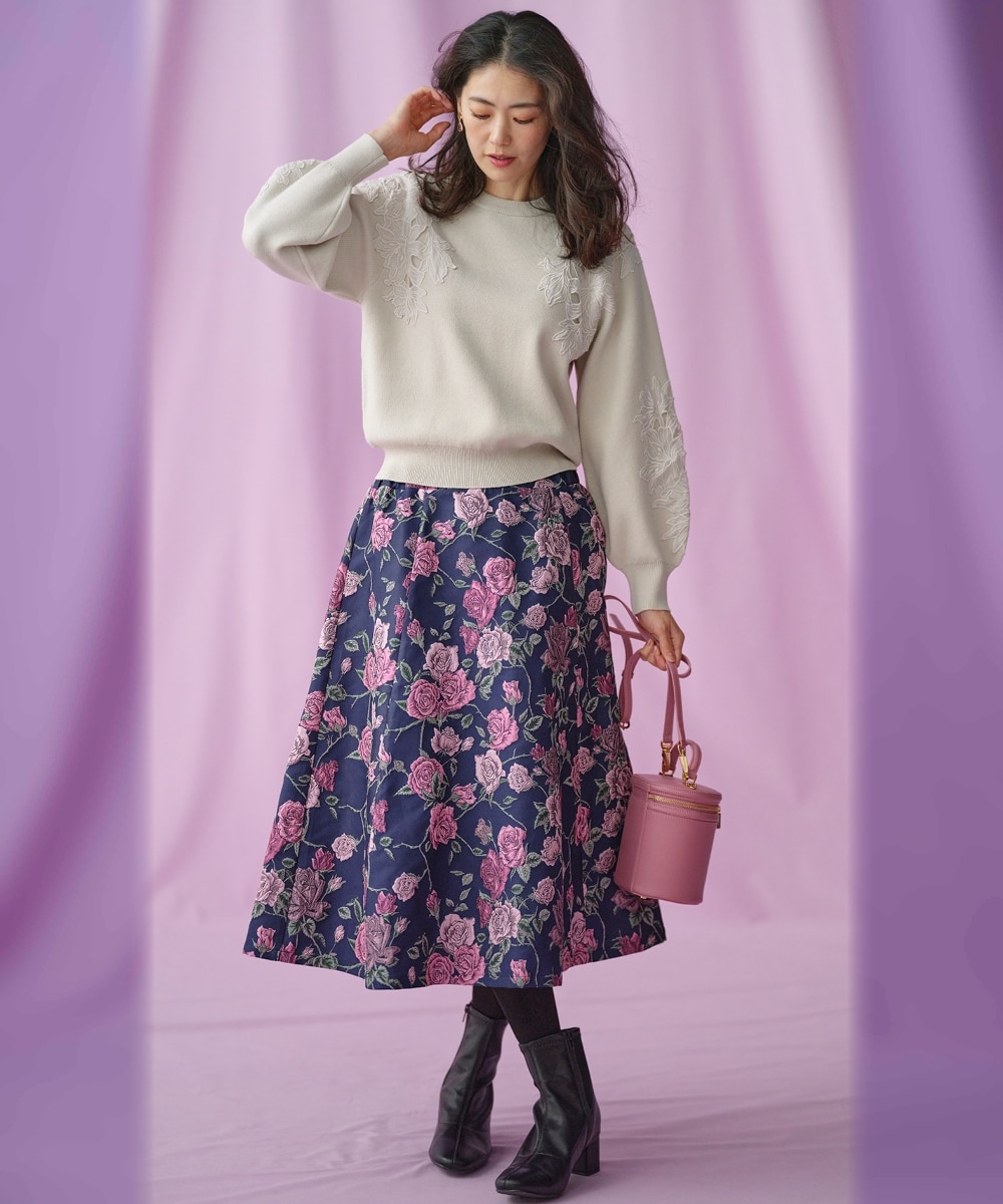 ゴブラン花柄スカート＜大きいサイズ有＞【Hana服】 通販【ニッセン】