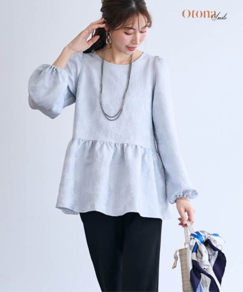 大きいサイズ＞ジャガードペプラムトップス【OtonaSMILE】 通販