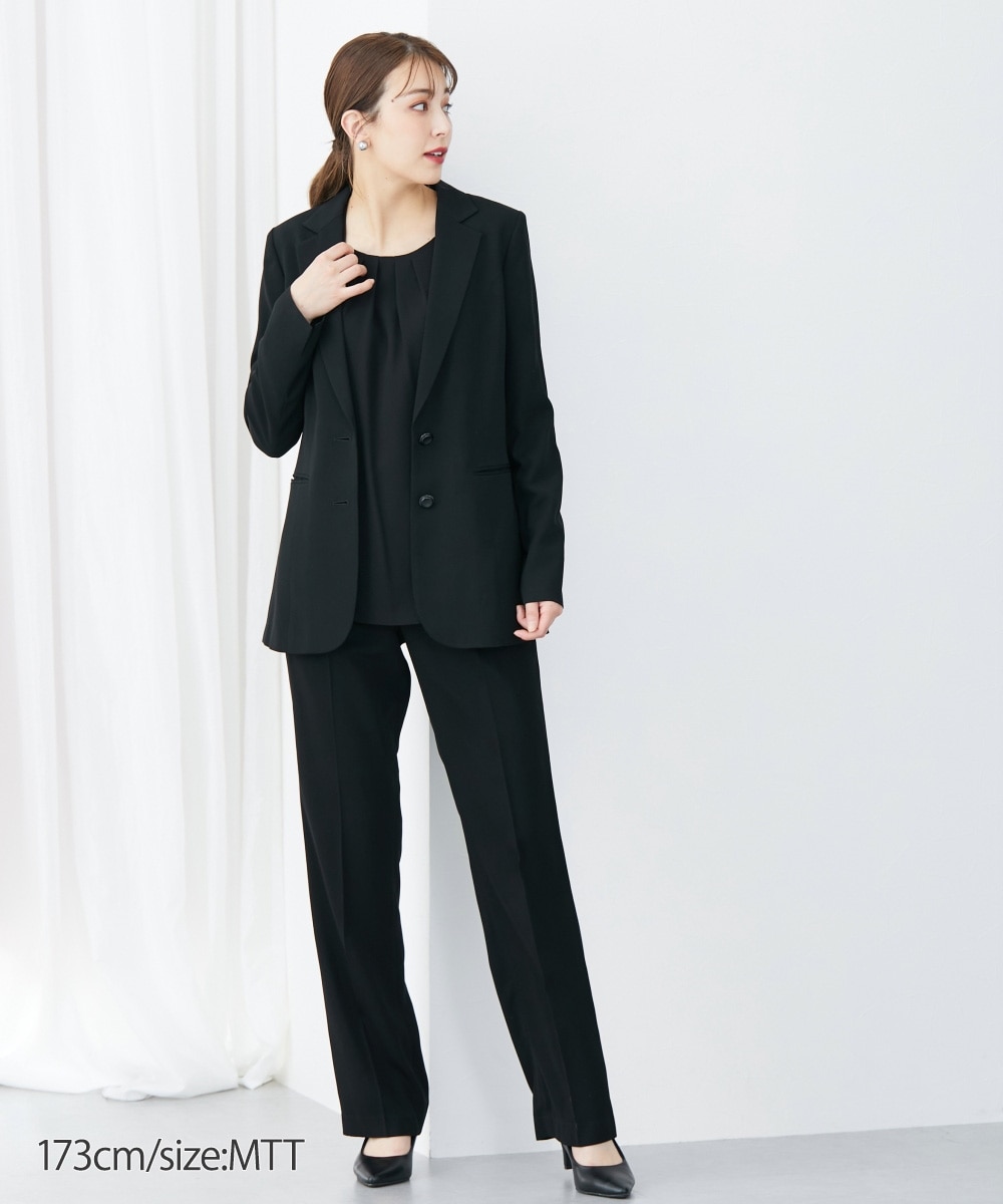 高身長 【喪服・礼服】 洗えるフォーマル3点セットパンツスーツ