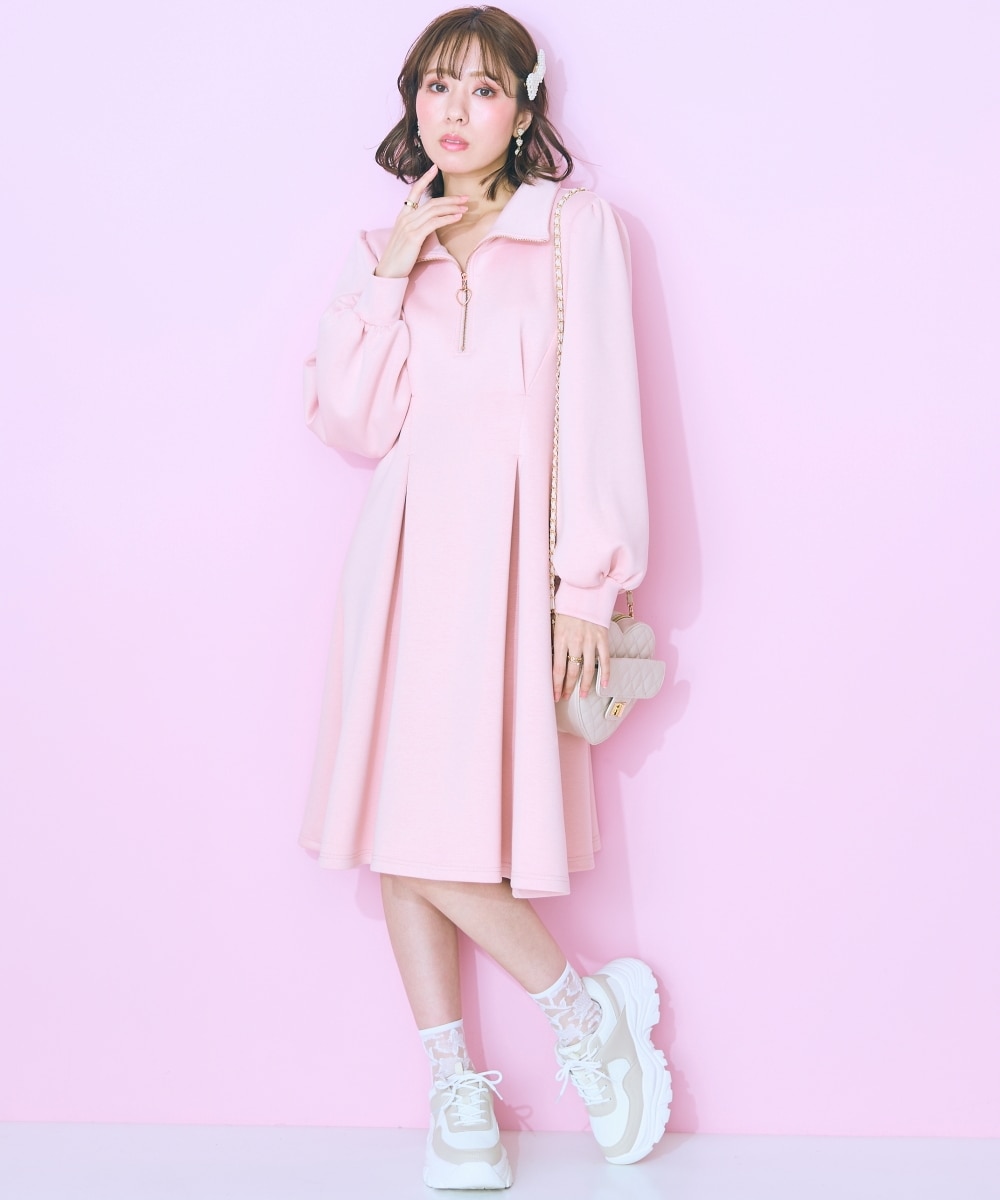 大きいサイズ＞ハーフZIPタックフレアワンピース marun 通販【ニッセン】