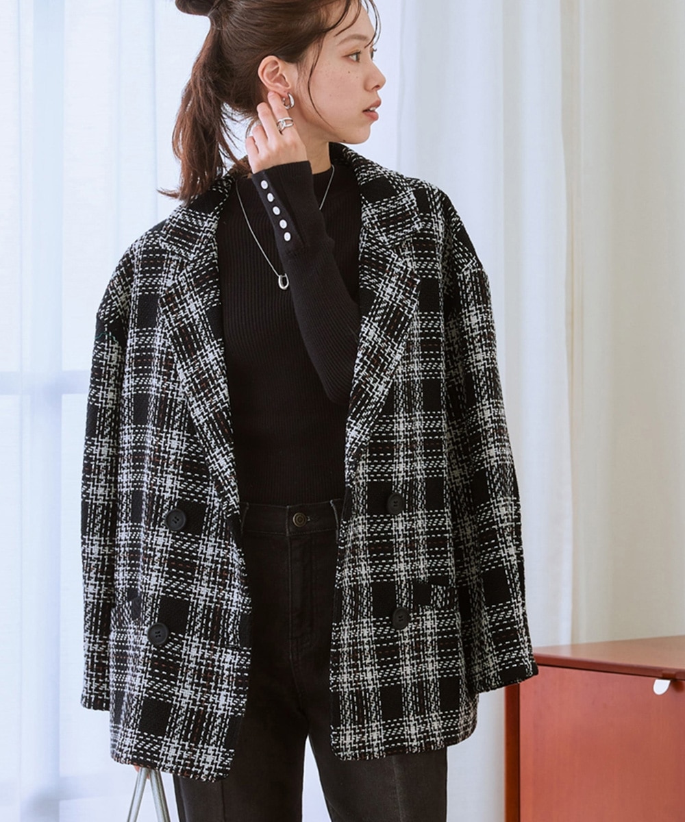 ざっくりドビーチェックオーバーサイズジャケットコート 通販【ニッセン】