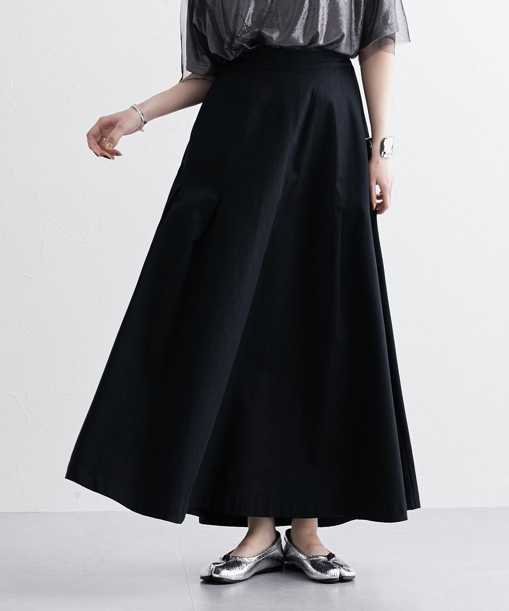 洗える】綿100％用尺たっぷりタックスカート ［Soiunique］ 体型