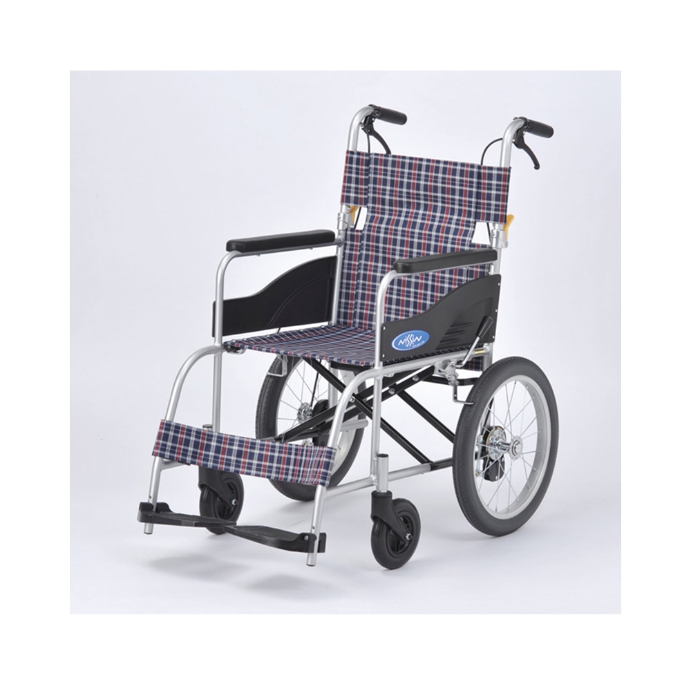 日進医療器 車椅子 アルミ製 介助用 ノーパンクタイヤ 介助ブレーキ