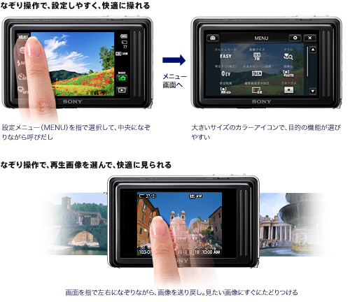 DSC-TX5 特長 : デザイン＆タッチ操作 | デジタルスチルカメラ Cyber