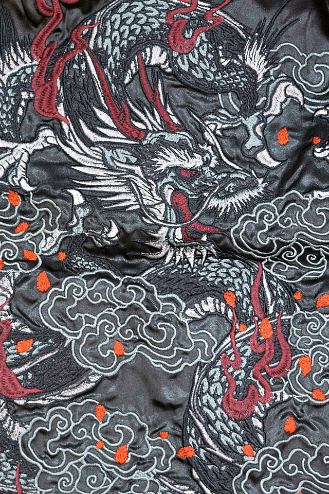 龍サテンスカジャン 朧 9043815 和柄 和風 刺繍 竜 ドラゴン