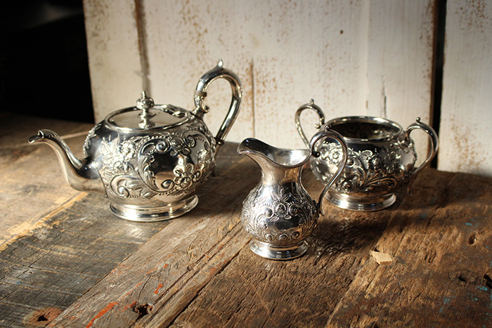アンティークシルバープレートティーセットJDS アンティーク食器