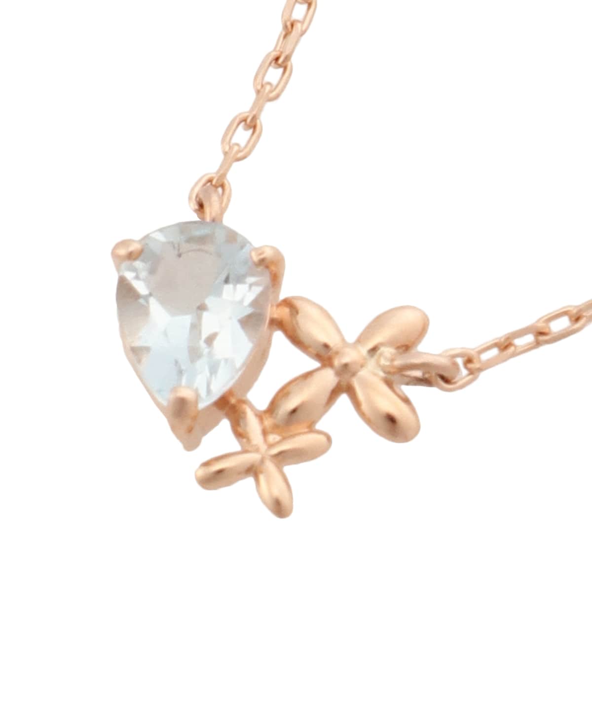 K10PG アクアマリンネックレス≪3月 誕生石≫(40cm K10 PG