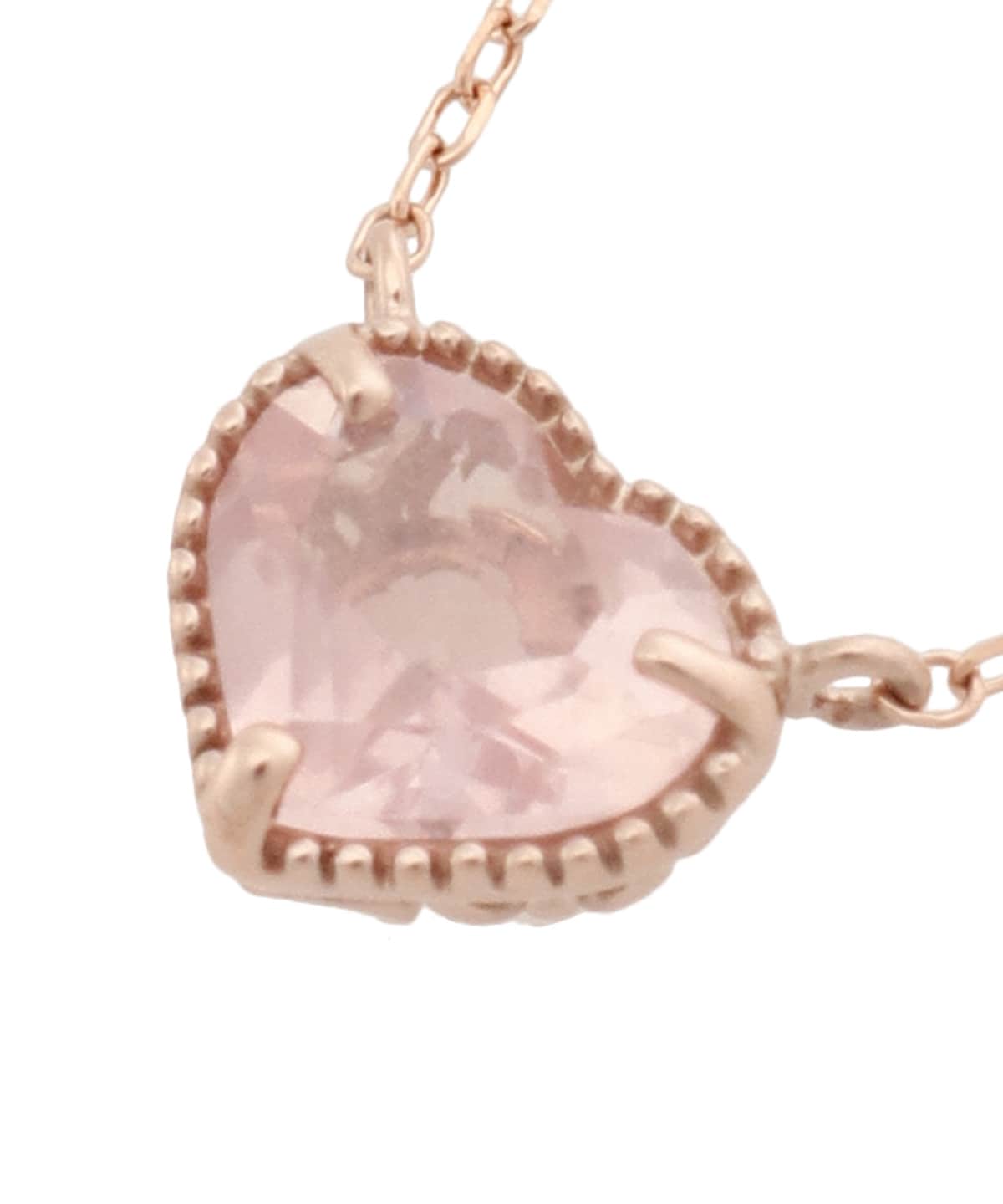 K10 PG ローズクォーツハートネックレス(小)(40cm K10 PG