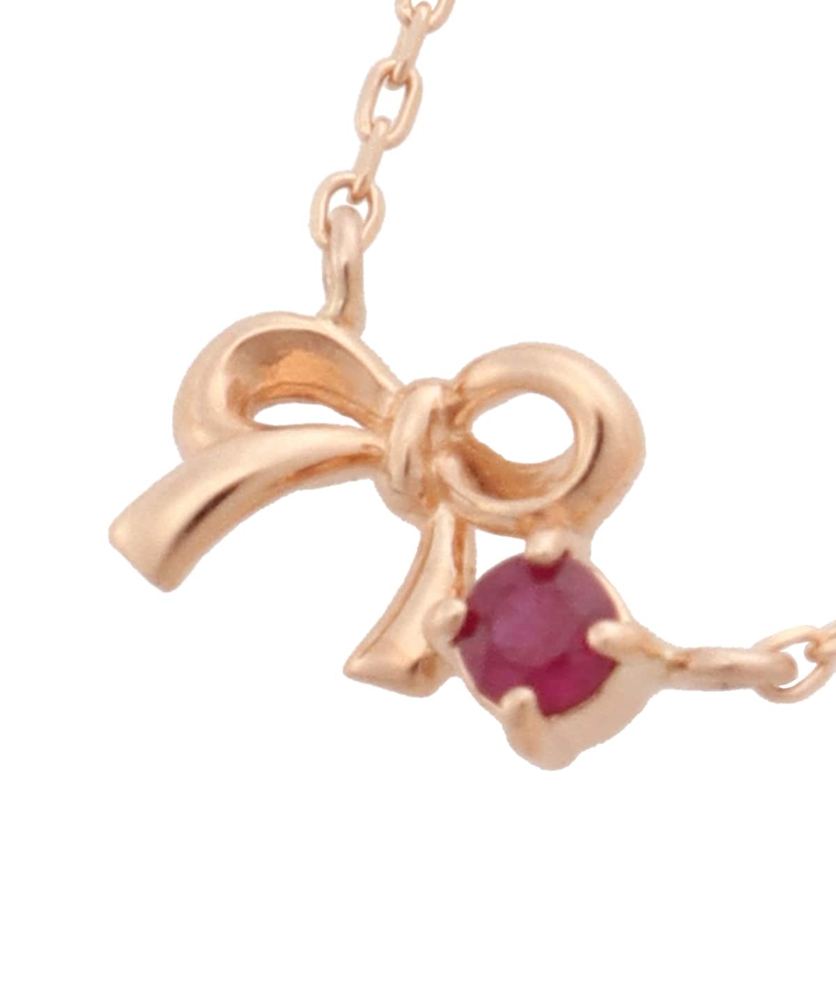 K10 PG リボンモチーフネックレス≪7月 誕生石≫(40cm K10 PG