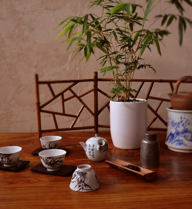 Antique Sam's Collection 高橋道八 煎茶器 急須 茶碗4客セット 薫蘭