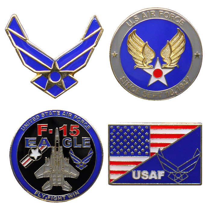 米軍グッズ ピンバッジ 陸軍 海軍 海兵隊 空軍 4個セット 全4種