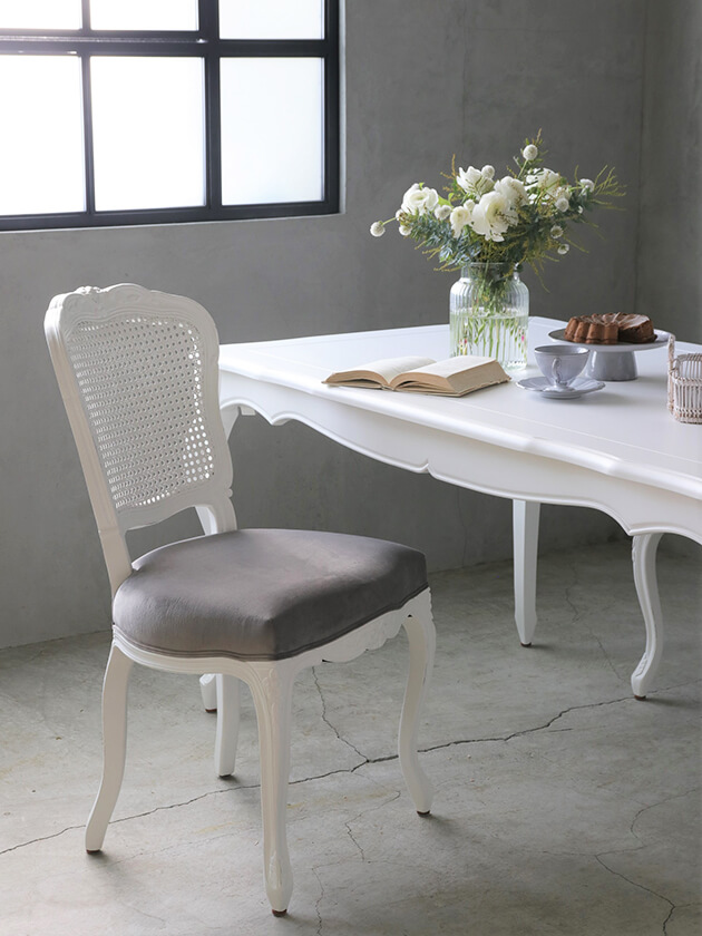 SGDダイニングチェアCHARM BDホワイト&ライトグレーベルベット