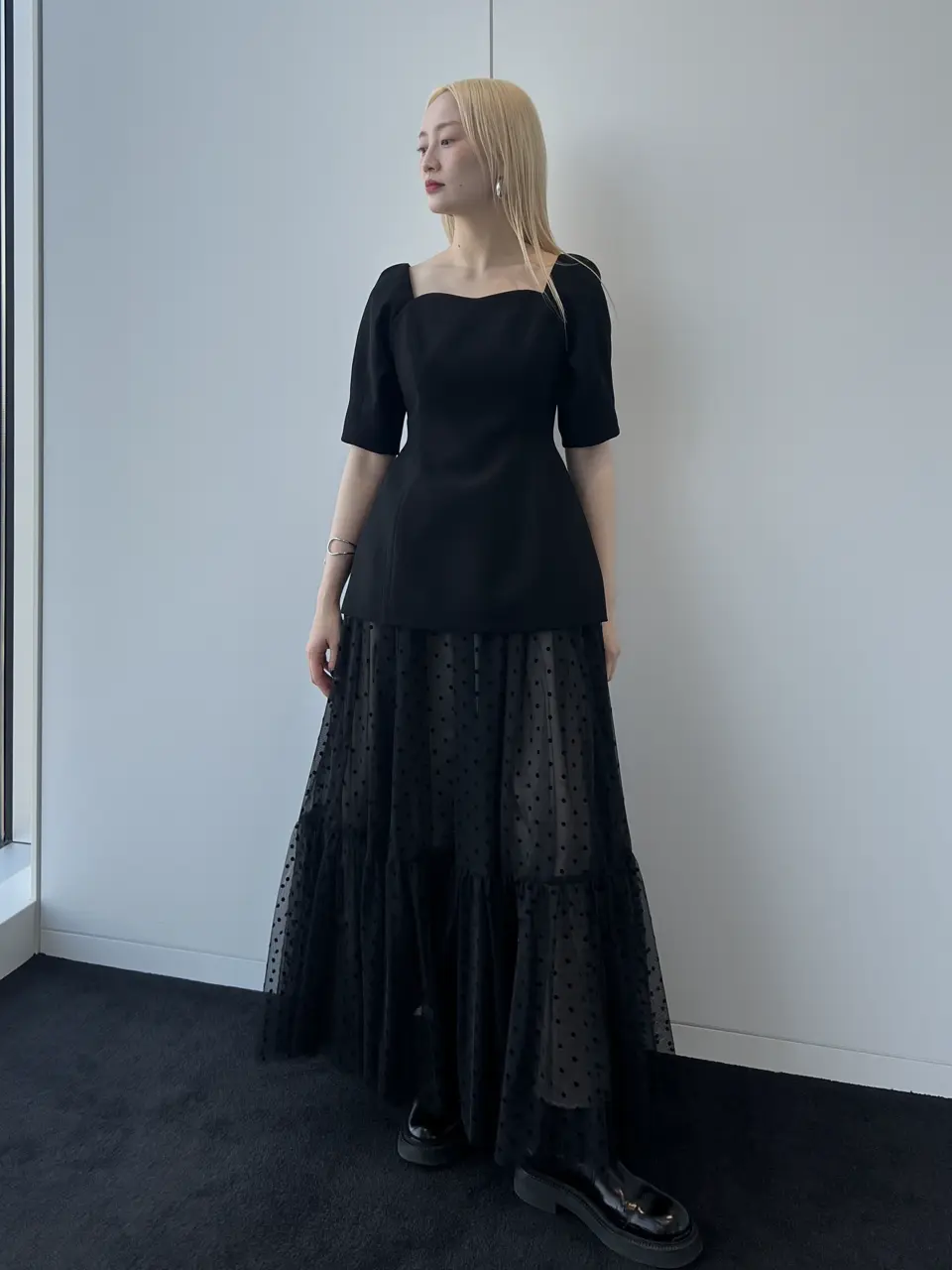 Mサイズ】CONSTRICTED TOP DOT TULLE SET DRESS Ameri VINTAGE（アメリ