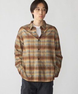 SHIPS: オープンカラー コットン リネン マドラスチェック プル