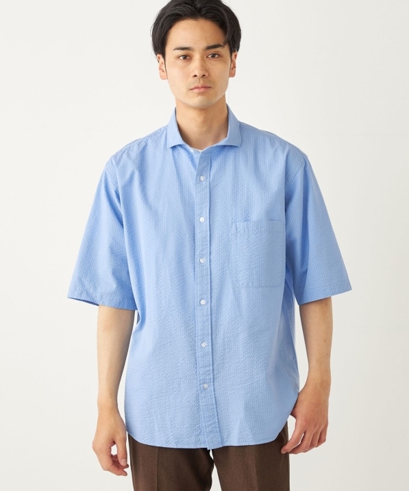 SHIPS Colors:〈洗濯機可能〉リップル プリント ショートスリーブ