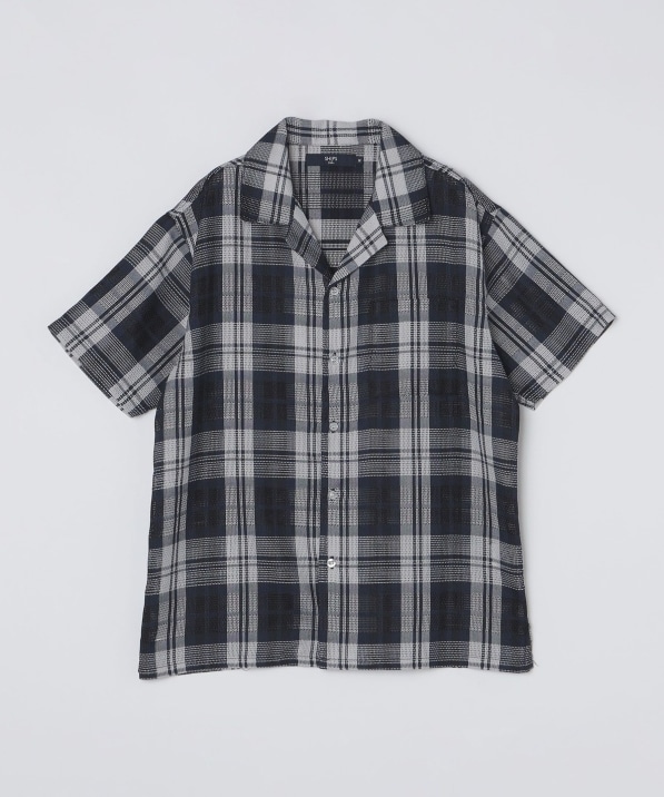 SHIPS Colors:〈洗濯機可能〉カラミ チェック オープンカラー シアー