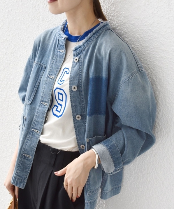 WEB限定】〈洗濯機可能〉ノーカラー デニム カバー オール｜ SHIPS