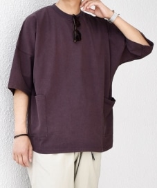 SHIPS any: コットン/リネン バンド スキッパー ハーフスリーブ シャツ