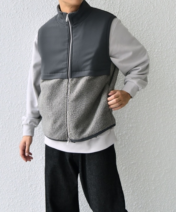 SHIPS any: 〈洗濯機可能〉 コンビ ボア フリース スタンド ジップ