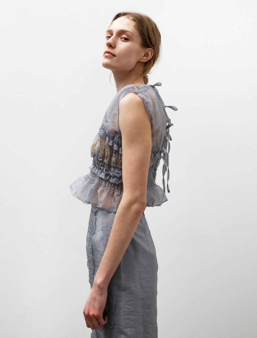Cecilie Bahnsen Uphi Top Liquid Myrtia Grey – Neighbour