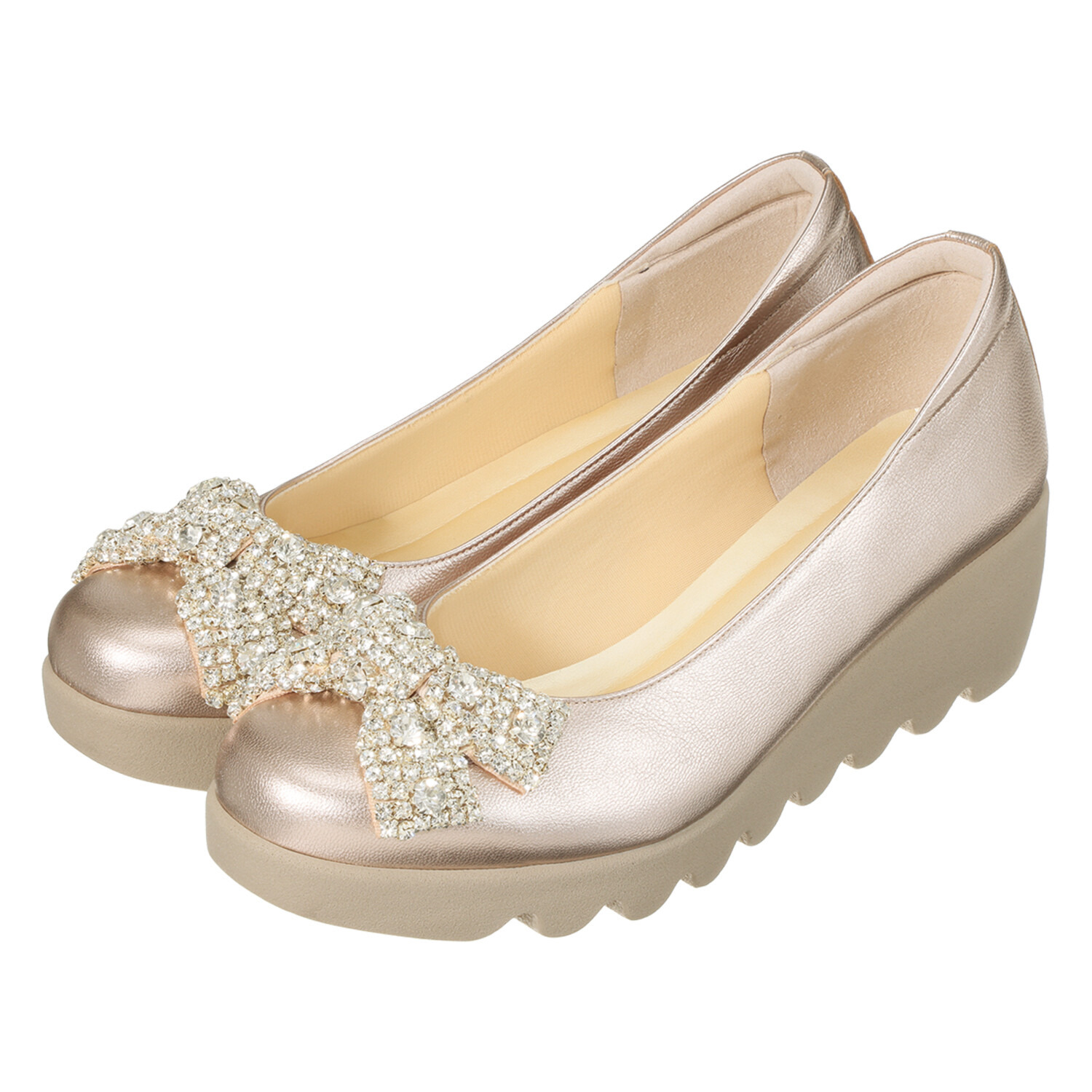 ヒルズアヴェニュー ＜日本製＞ レザー ビーズリボン ウェーブソール