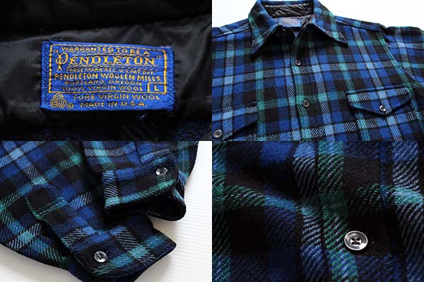70s USA製 PENDLETONペンドルトン チェック ウールシャツ L