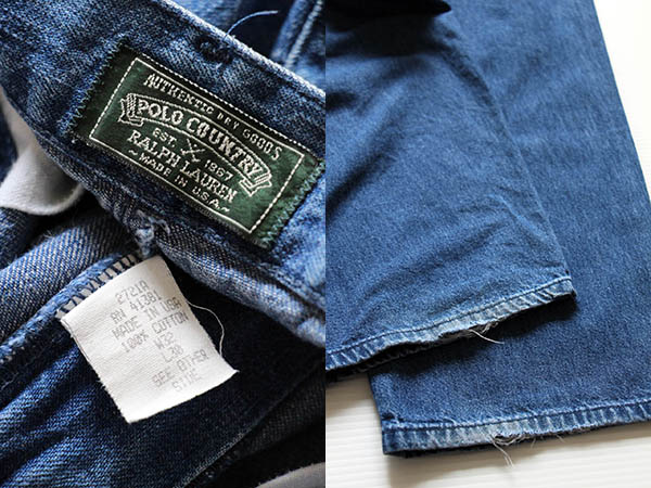 80s USA製 ポロ カントリー ラルフローレン デニム トラウザーズ w32
