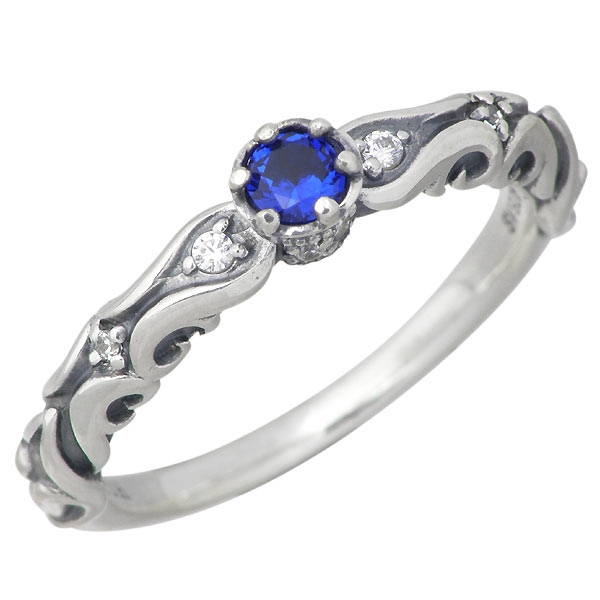 K-SMITH(ケースミス) 9月 誕生石 シルバー リング サファイアカラー