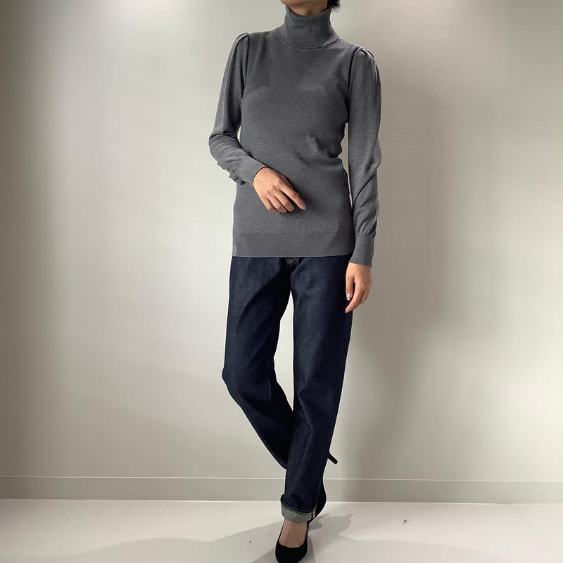 リブタートルニット グレー | SINME