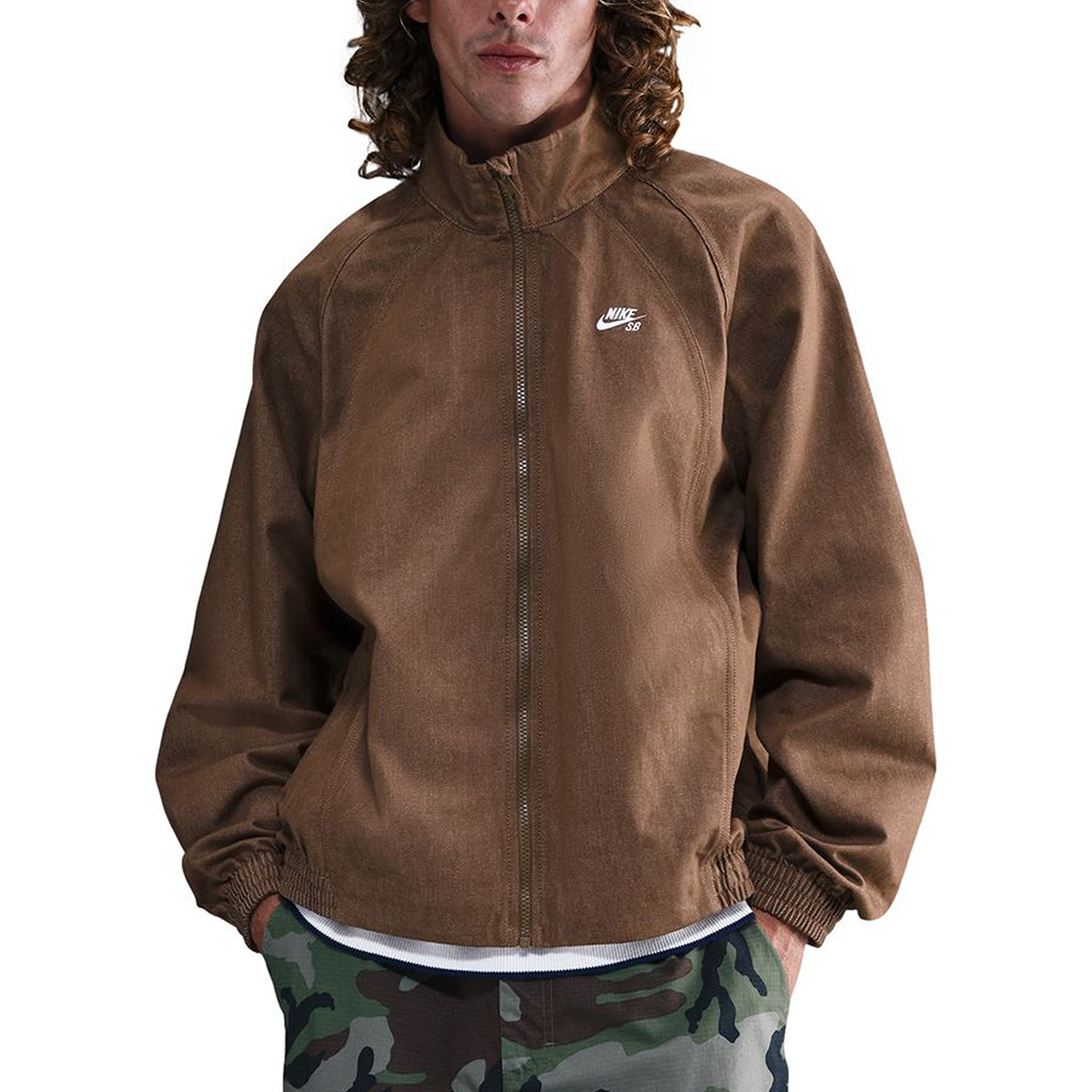 Nike SB Denim Full Zip Track Jacket Mosswood Brown | Skatestore