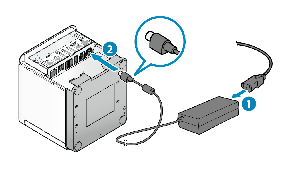 ACアダプターを接続する: mC-Print3 オンラインマニュアル