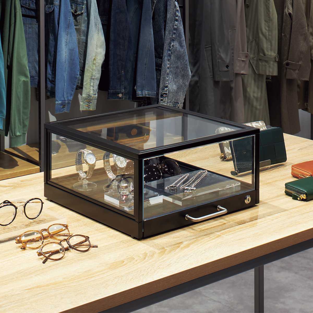 卓上ショーケース 黒艶消し〔ストエキオリジナル〕 幅40cm