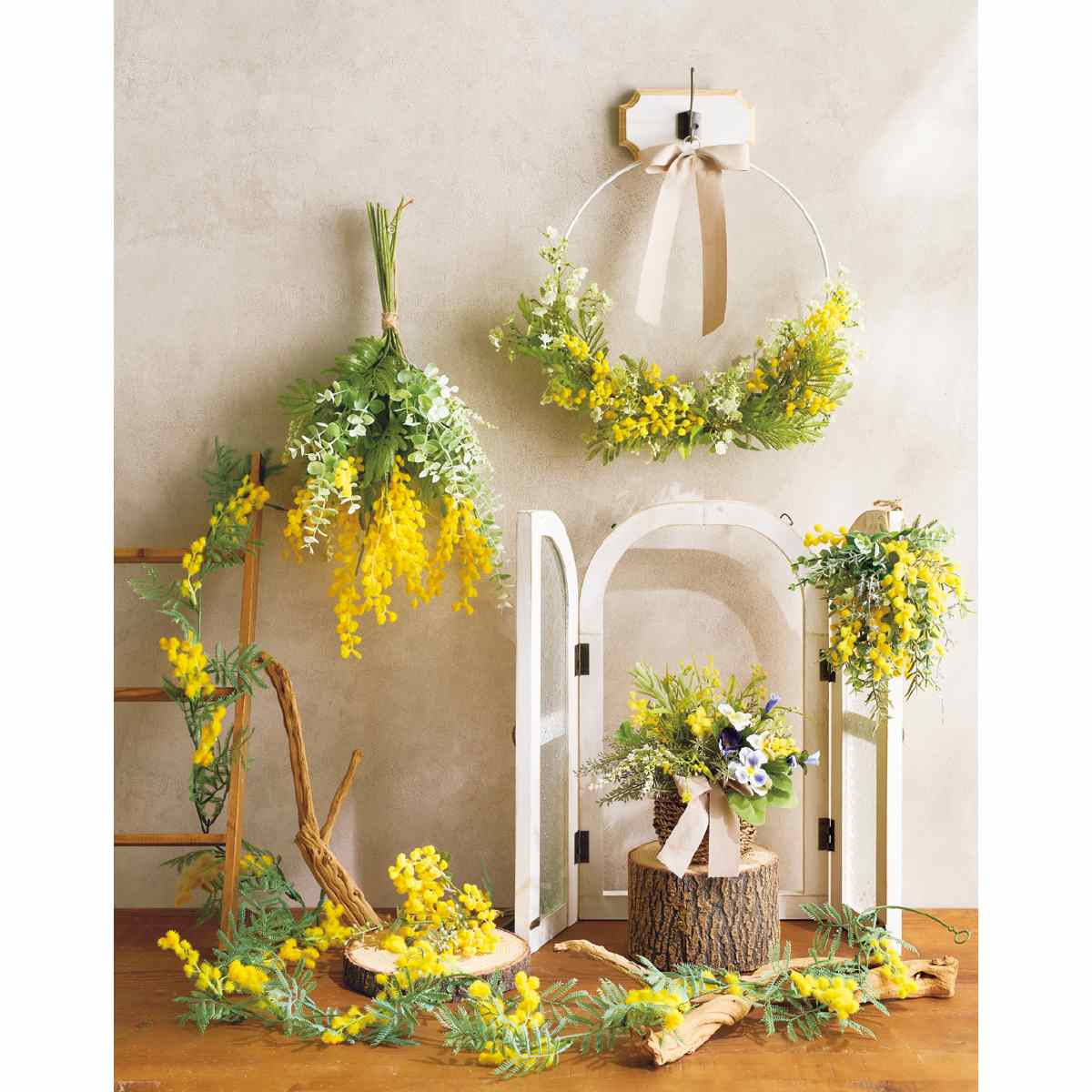 ミモザ造花ガーランド