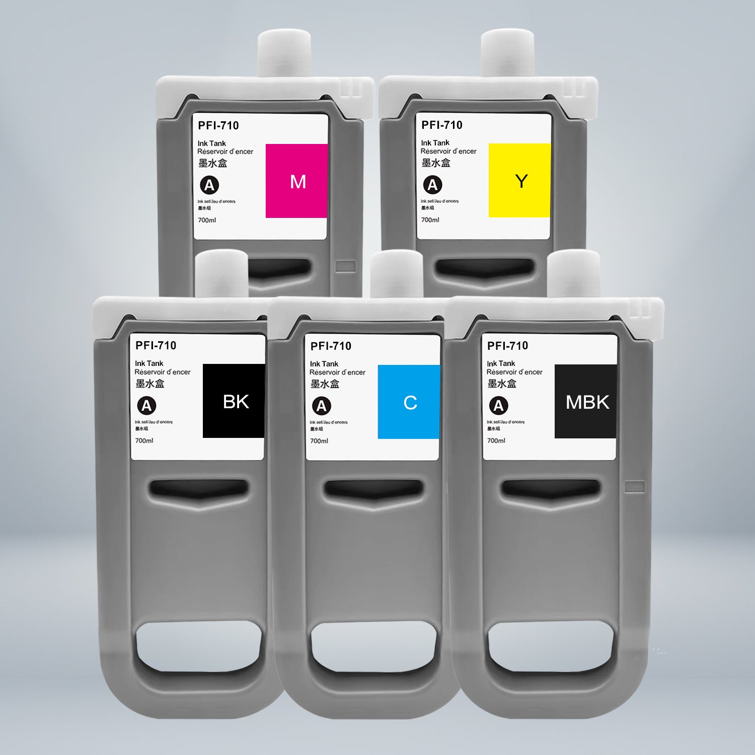 Compatible Canon PFI 710 Combo Ink Cartridge MBK/BK/C/M/Y By