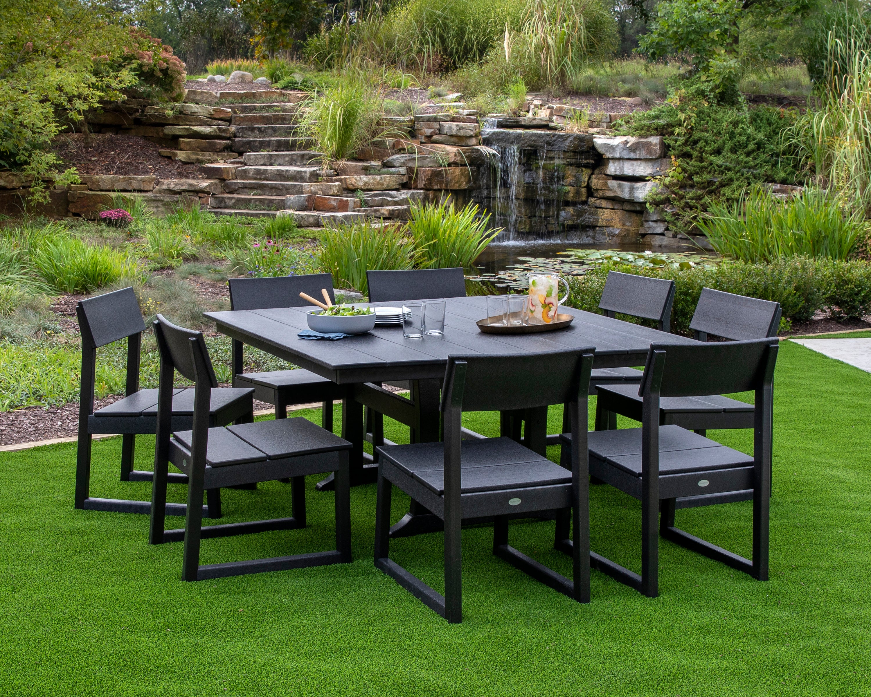 EDGE 9-Piece Farmhouse Trestle Dining Set