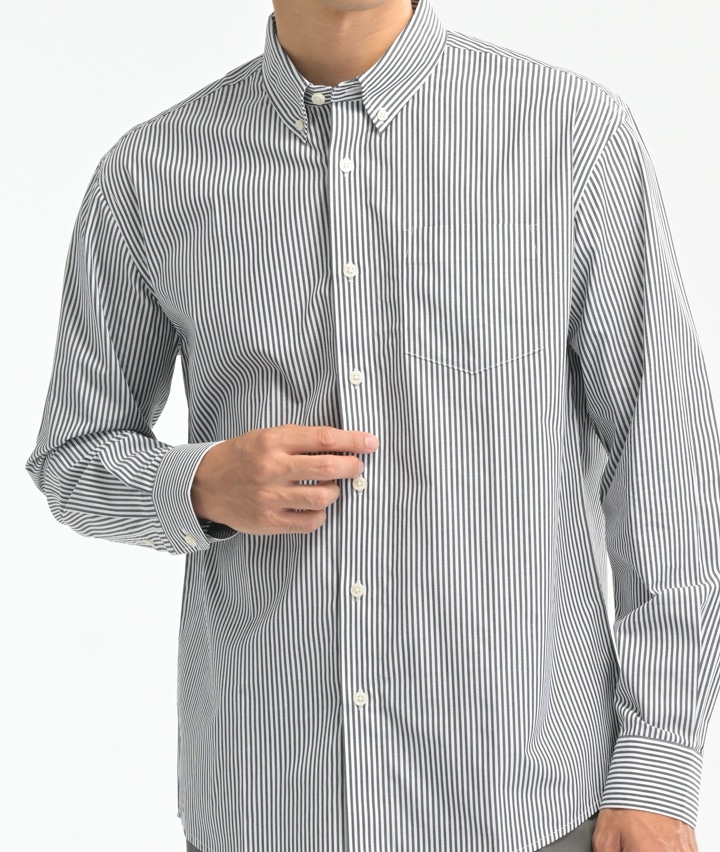 形態安定ストライプシャツ(Mサイズ グレー): メンズ｜パシオスNet