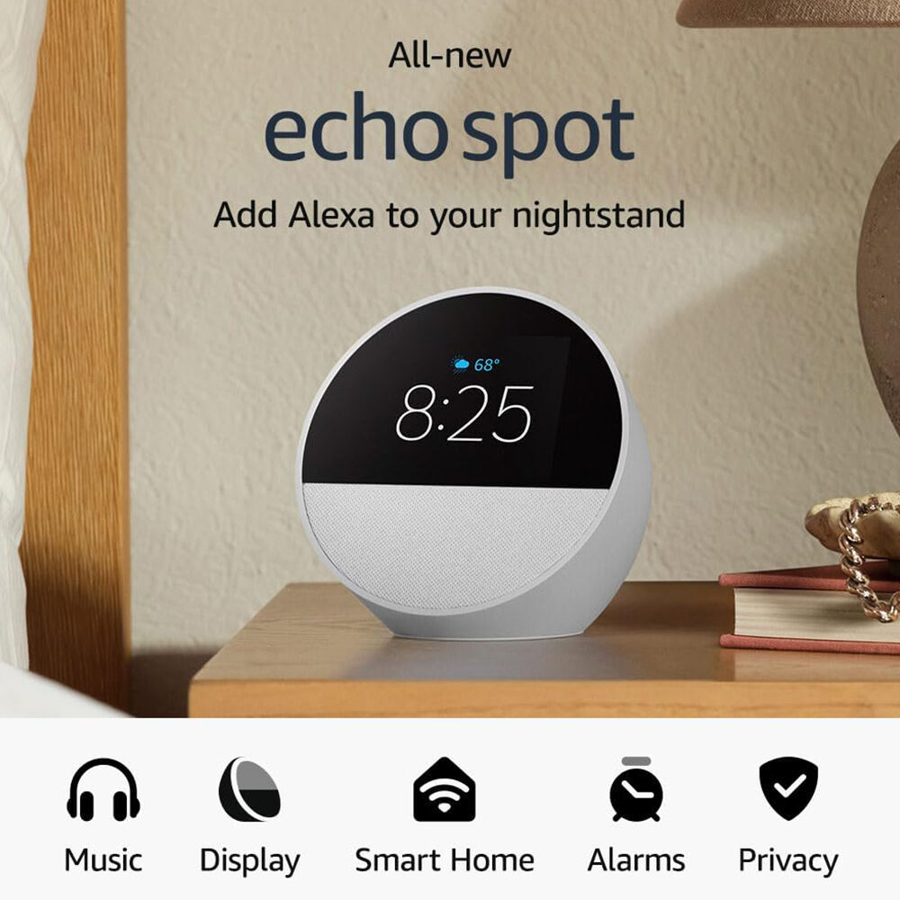 Amazon Echo Spot (2024 release), Smart alarm clock with vibrant